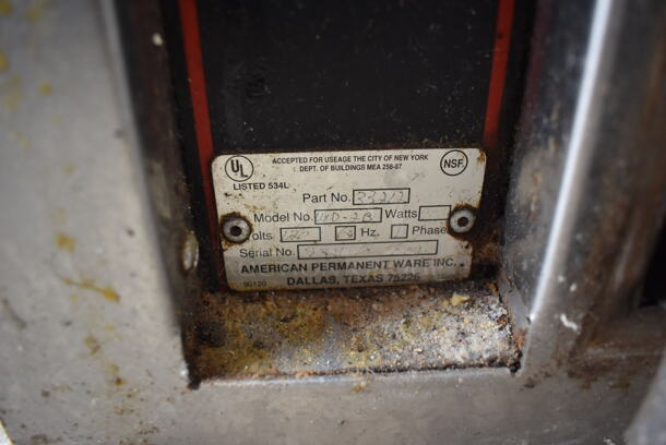 APW Wyott WD-2B Stainless Steel Commercial 2 Drawer Warming Drawer. 120 Volts, 1 Phase. 29x22x21.5. Tested and Working! - Image 5 of 5