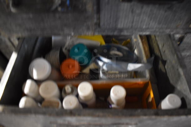 Metal Commercial Bakery Table w/ Butcher Block Countertop, Metal Over Shelves and 20 Drawers. 98x36x78 - Image 5 of 12