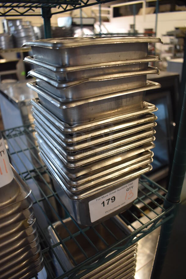 13 Stainless Steel 1/6 Size Drop In Bins. 1/6x4. 13 Times Your Bid! - Image 2 of 3