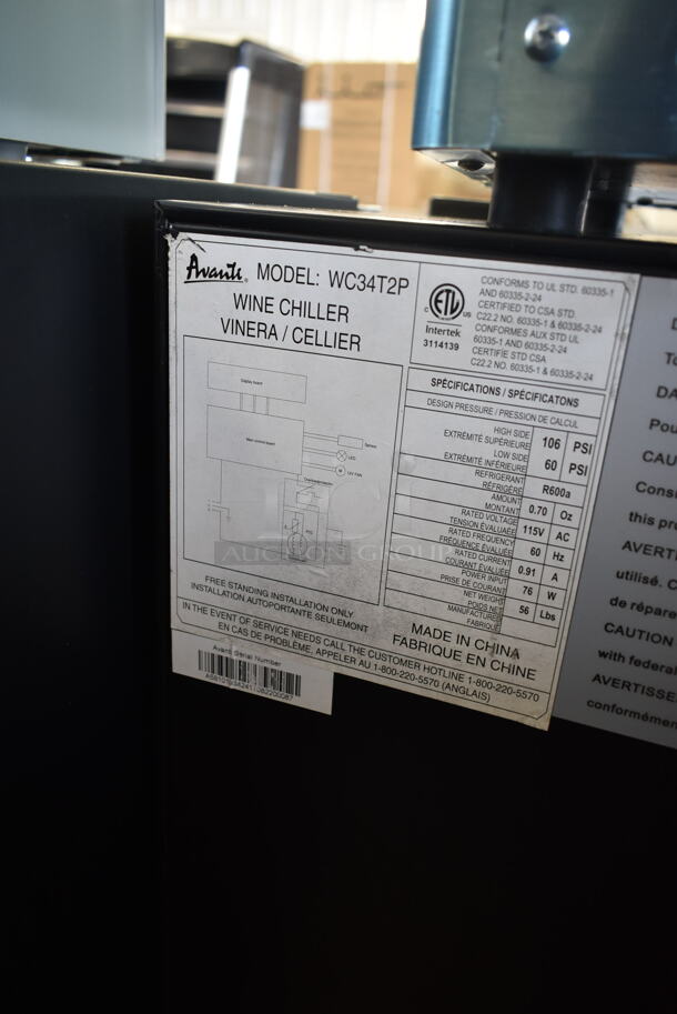 BRAND NEW SCRATCH AND DENT! Avanti WC34T2P 20 inch Wide 34 Bottle Capacity Freestanding Wine Cooler Merchandiser. 115 Volts, 1 Phase. Tested and Working! - Image 5 of 5