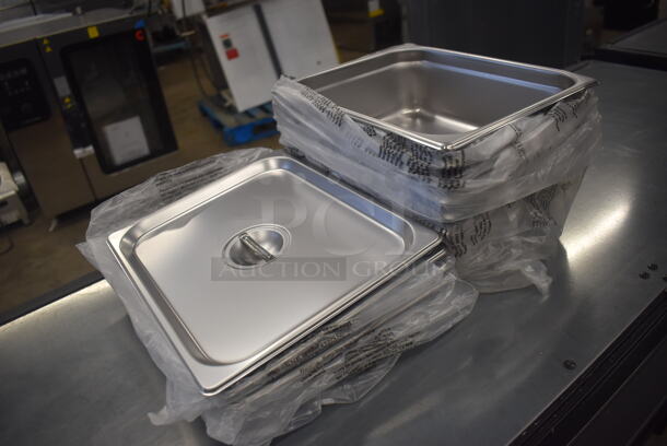 6 BRAND NEW! Stainless Steel 1/2 Size Drop In Bins w/ 6 Lids. 1/2x2. 6 Times Your Bid! - Image 4 of 4