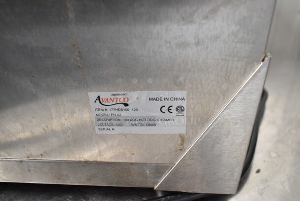 Avantco 177HDS100 Stainless Steel Commercial Countertop 100 Dog Hot Dog Steamer. 120 Volts, 1 Phase. Tested and Working! - Image 6 of 6