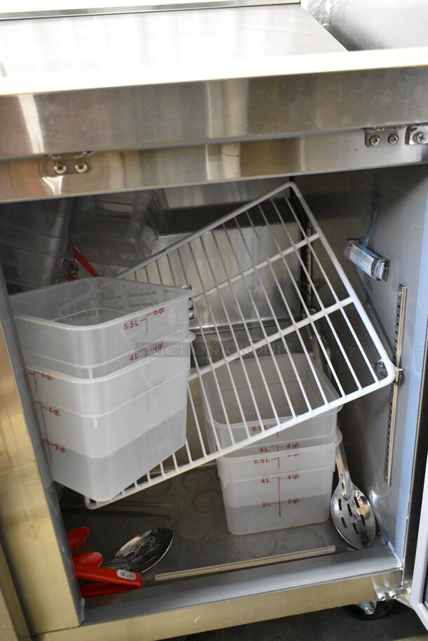 Sir Lawrence SLPREP-2D Stainless Steel Commercial Sandwich Salad Prep Table Bain Marie Mega Top on Commercial Casters. 115 Volts, 1 Phase. Tested and Working! - Image 4 of 6