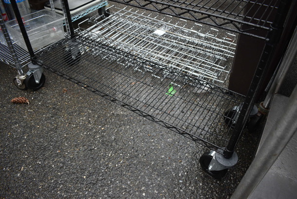 Black Finish 5 Tier Wire Shelving Unit on Commercial Casters. BUYER MUST DISMANTLE. PCI CANNOT DISMANTLE FOR SHIPPING. PLEASE CONSIDER FREIGHT CHARGES. 48x14x80 - Image 4 of 4