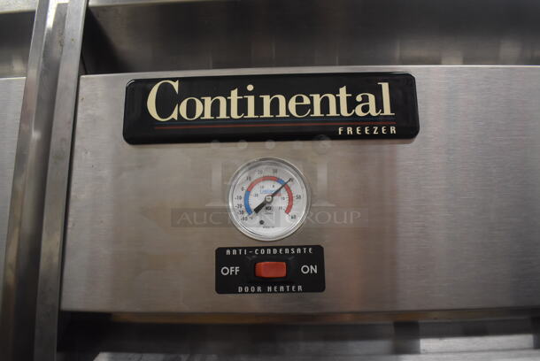 Continental 1FE Stainless Steel Commercial Single Door Reach In Freezer on Commercial Casters. Door Is Locked. 115 Volts, 1 Phase. 28.5x36x77.5. Tested and Powers On But Temps at 46 Degrees - Image 3 of 4