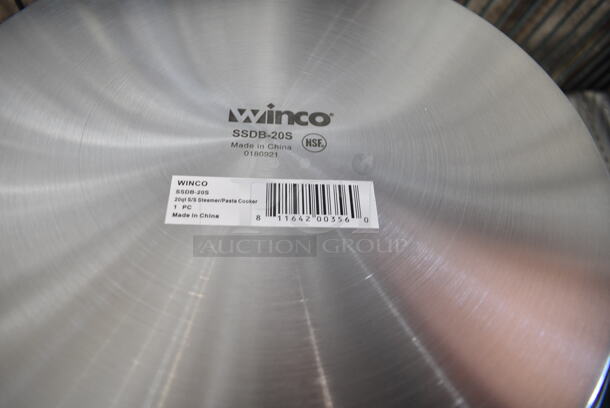 BRAND NEW! Winco SSDB-20S Stainless Steel Stock Pot w/ Steamer Insert.  - Image 5 of 5