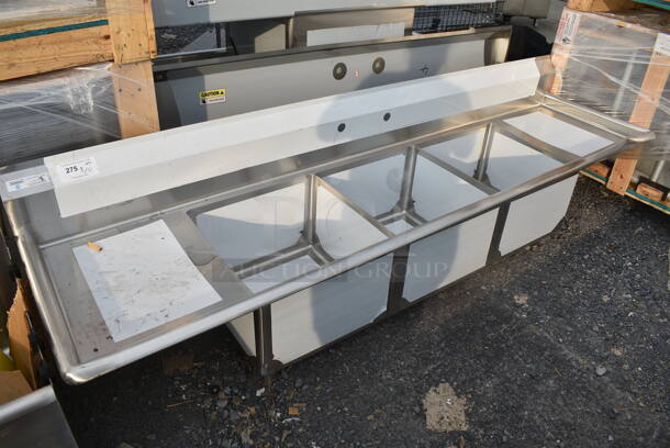 BRAND NEW SCRATCH AND DENT! Steelton 522CS31818LR 90" 18-Gauge Stainless Steel Three Compartment Commercial Sink with 2 Drainboards - 18" x 18" x 12" Bowls. No Legs.  - Image 2 of 9