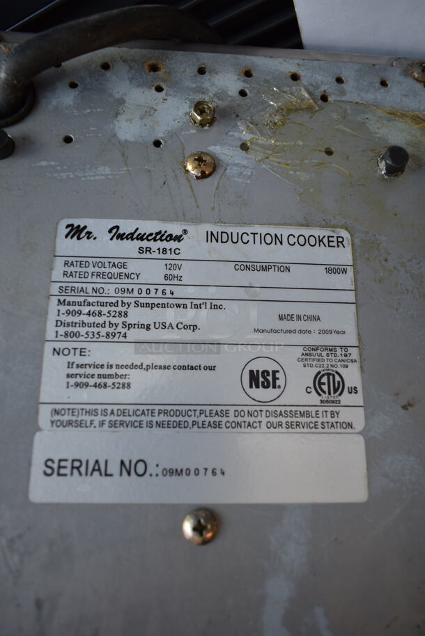 Mr Induction SR-181C Stainless Steel Commercial Countertop Electric Powered Single Burner Induction Range. 120 Volts, 1 Phase.  - Image 4 of 4