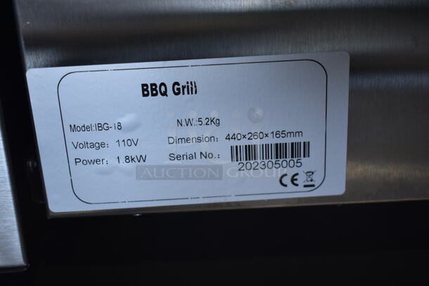 BRAND NEW SCRATCH AND DENT! 2022 Hoocoo IBG-18 Stainless Steel Commercial Countertop BBQ Barbecue Grill. 110 Volts, 1 Phase. Tested and Working! - Image 10 of 10