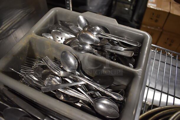 ALL ONE MONEY! Lot of Various Silverware in 2 Poly Silverware Bins.  - Image 2 of 4