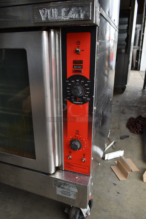 2 Vulcan ENERGY STAR Stainless Steel Commercial Natural Gas Powered Full Size Convection Ovens w/ View Through Doors, Metal Oven Racks and Thermostatic Controls on Commercial Casters. 2 Times Your Bid! - Image 6 of 11