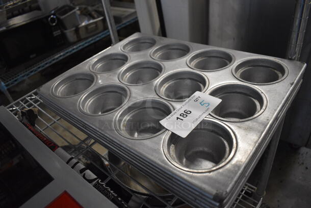 5 Metal 12 Cup Muffin Baking Pans. 13x18x2. 5 Times Your Bid! - Image 2 of 3