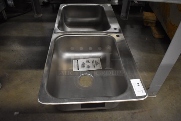 Advance Tabco Stainless Steel 2 Bay Drop In Sink. 45x21x8. Bays 20x16x8 - Image 5 of 5