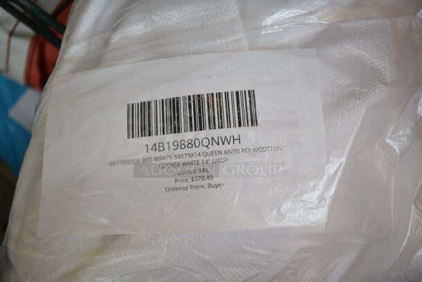 2 BRAND NEW SCRATCH AND DENT! 14B19880QNWH Westbrook Bed Wraps Queen, 14B19881FXLBK Westbrook Boxspring Cover. 2 Times Your Bid!  - Image 3 of 4