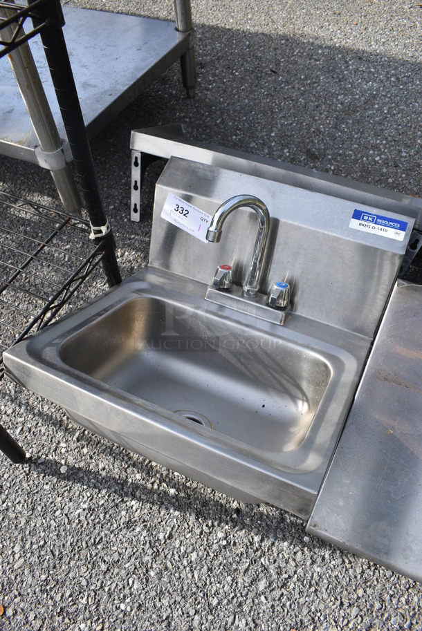 Stainless Steel Commercial Single Bay Wall Mount Sink w/ Faucet and Handles. 17x17x17 - Image 2 of 4