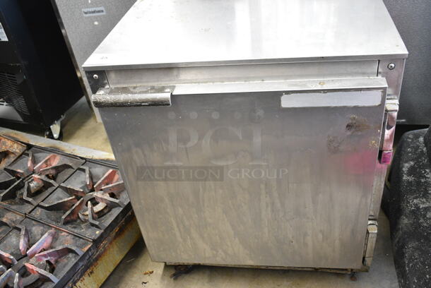 Beverage Air UCR27A Stainless Steel Commercial Single Door Undercounter Cooler on Commercial Casters. 115 Volts, 1 Phase. - Item #1114596