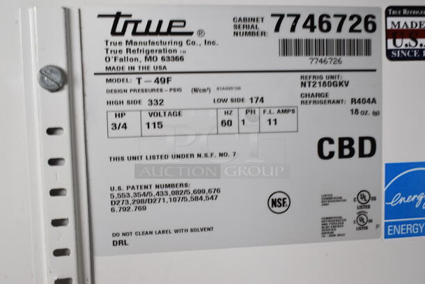 2013 True T-49F ENERGY STAR Stainless Steel Commercial 2 Door Reach In Freezer w/ Poly Coated Racks. 115 Volts, 1 Phase. Tested and Working! - Image 6 of 7