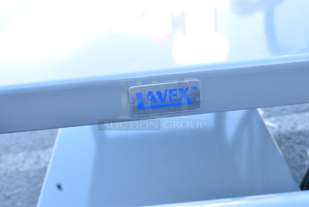 BRAND NEW SCRATCH AND DENT! Lavex Gray Metal 3 Tier Cart w/ Commercial Casters.  - Image 5 of 5