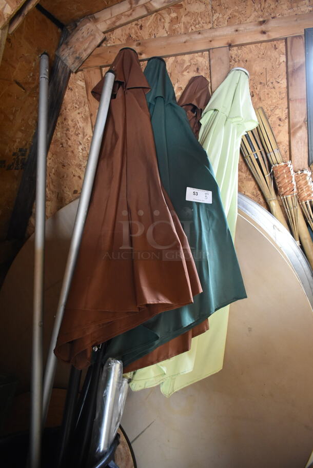 5 Patio Umbrellas in Black Poly Trash Can. 5 Times Your Bid!  (outside shed) - Image 2 of 5