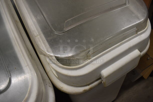 White Poly Ingredient Bin w/ Clear Lid on Commercial Casters. 13x30x29 - Image 4 of 4