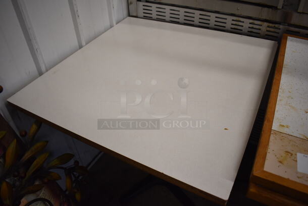 2 Dining Height Table on Black Metal Table Base. Stock Picture - Cosmetic Condition May Vary. 30x30x29.5. 2 Times Your Bid! - Image 3 of 5