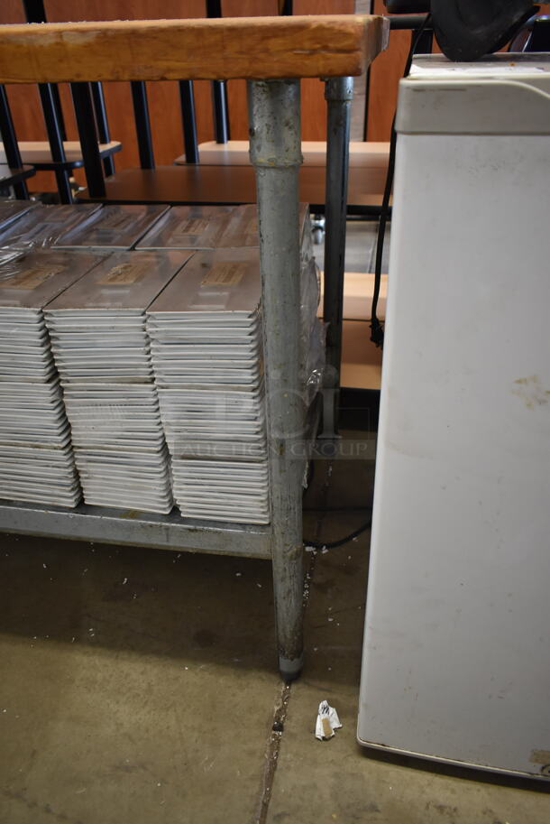 Butcher Block Table w/ Metal Under Shelf. Does Not Come w/ Contents. - Image 4 of 4