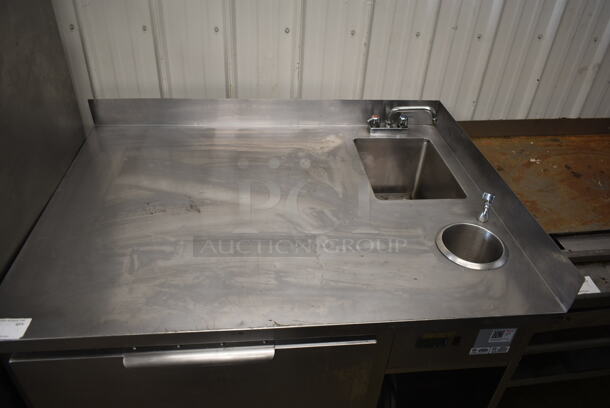 Stainless Steel Counter w/ Sink Bay, Faucet, Handles, Water Dipping Well and Refrigerated Drawer. Tested and Does Not Power On - Image 2 of 9