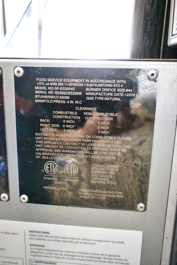 2021 Pitco Frialator GF-ES35/NG Stainless Steel Commercial Floor Style Natural Gas Powered Deep Fat Fryer.  - Image 4 of 4