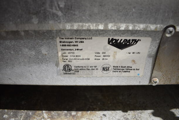 Vollrath COA 8005 40702 Stainless Steel Commercial Countertop Electric Powered Convection Oven. 208-240 Volts, 1 Phase. - Image 5 of 5