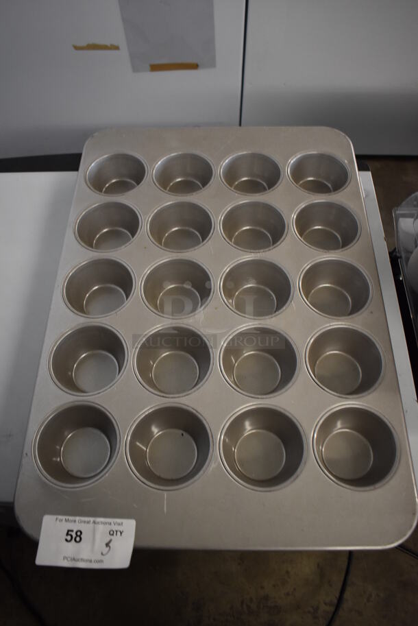 3 Metal 20 Cup Muffin Baking Pans. 18x26x2. 3 Times Your Bid!