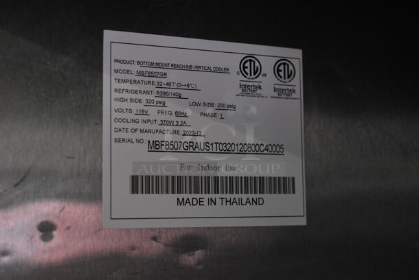 2020 Atosa MBF8507GR Stainless Steel Commercial 2 Door Reach In Cooler w/ Poly Coated Racks on Commercial Casters. 115 Volts, 1 Phase. Tested and Working! - Image 8 of 9