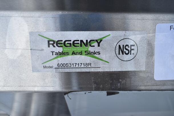 BRAND NEW SCRATCH AND DENT! Regency 600S3171718R Stainless Steel 76" 16 Gauge Stainless Steel Three Compartment Sink with Galvanized Steel Legs and 1 Drainboard - 17" x 17" x 12" Bowls - Image 6 of 6