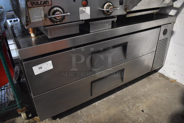 True Stainless Steel Commercial 2 Drawer Chef Base on Commercial Casters. 115 Volts, 1 Phase. 52x32x26. Tested and Working!
