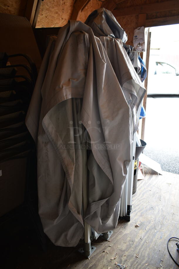 2 White Metal Fold Up Pop Up Tents. 2 Times Your Bid! (outside shed) - Image 2 of 3