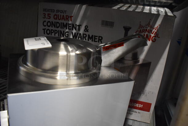 BRAND NEW IN BOX! Carnival King 382HSPW35 Stainless Steel Commercial Countertop Electric Powered 3.5 Qt. Warmer with Heated Spout and Pump. 120 Volts, 1 Phase. 9x17x12. Tested and Working! - Image 5 of 8