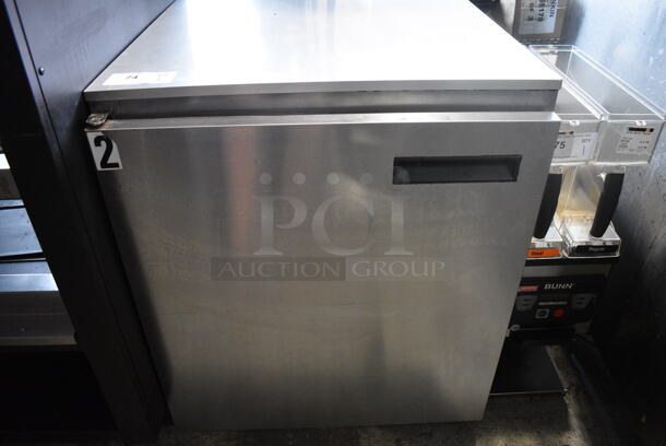 Delfield Model 406CA-CHL-DD1 Stainless Steel Commercial Single Door Undercounter Cooler on Commercial Casters. 115 Volts, 1 Phase. 27x28x33. Tested and Powers On But Does Not Get Cold
