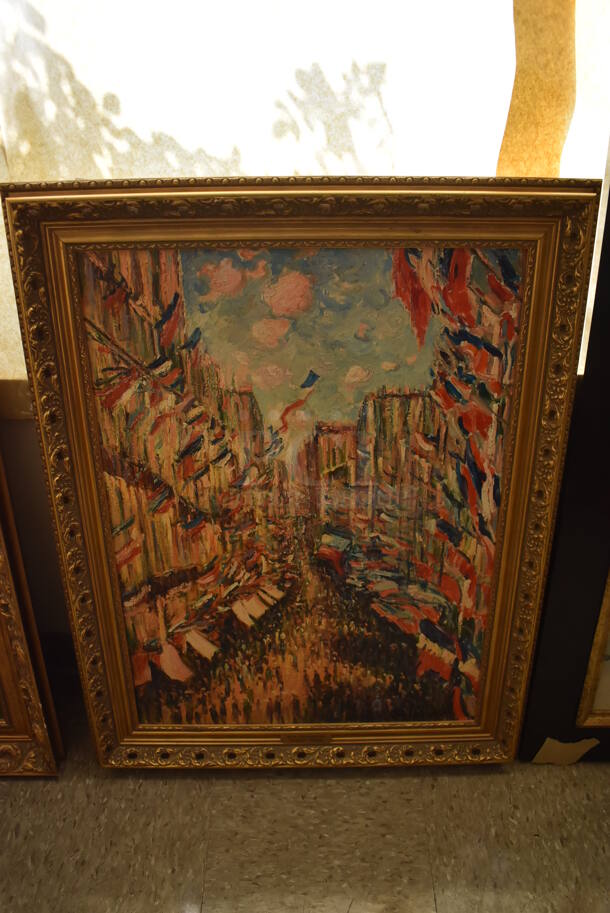 Framed Canvas Painting Reproduction of Rue Montorgeil by Claude Monet From Art Dealer Ed Mero!