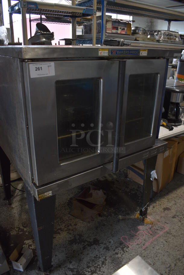 Bakers Pride GDCO11E Stainless Steel Commercial Electric Powered Full Size Convection Oven w/ View Through Doors, Metal Oven Racks and Thermostatic Controls on Metal Legs. 240 Volts, 1/3 Phase. 38x38x56 - Image 2 of 8