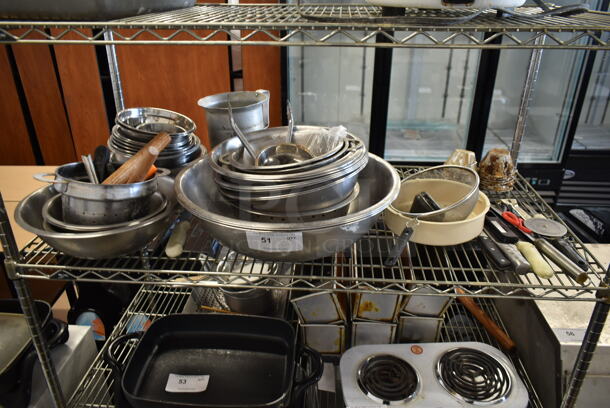 ALL ONE MONEY! Tier Lot of Various Items Including Metal Bowls and Utensils