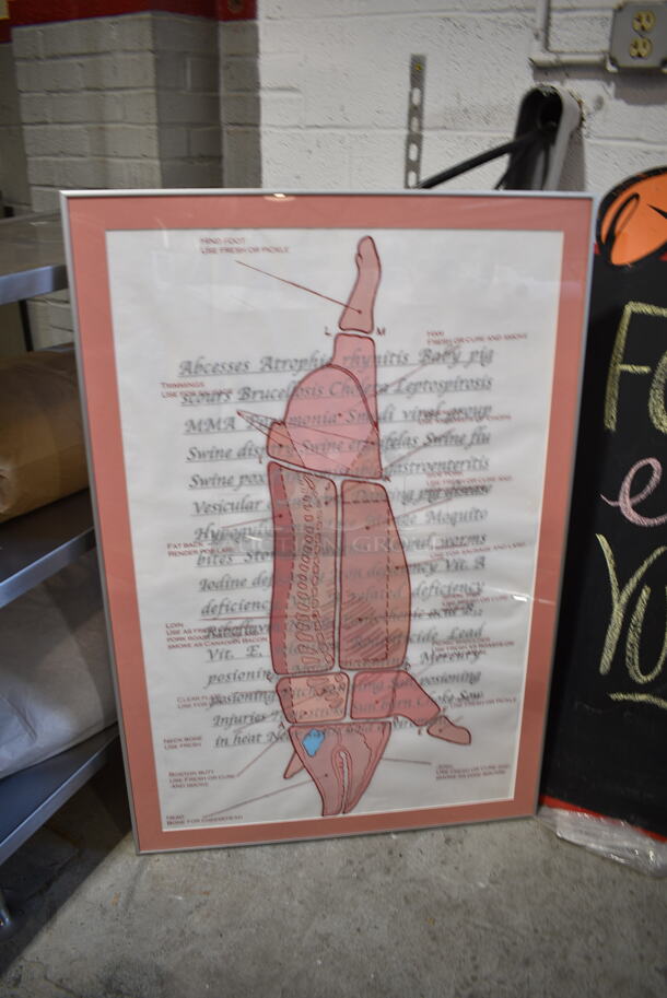 2 Signs; Chalkboard Menu w/ Pig and Pig Meat Chart. 40.5x0.5x60, 27x1x40.5. 2 Times Your Bid! - Image 2 of 3