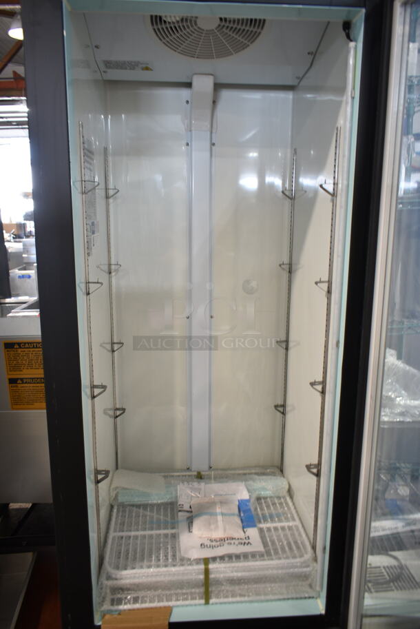 BRAND NEW SCRATCH AND DENT! 2023 Avantco 178GDC12FHCB 27" Black Customizable Swing Glass Door Merchandiser Freezer with LED Lighting and Poly Brew Baskets. 115 Volts, 1 Phase. Tested and Working! - Image 5 of 7
