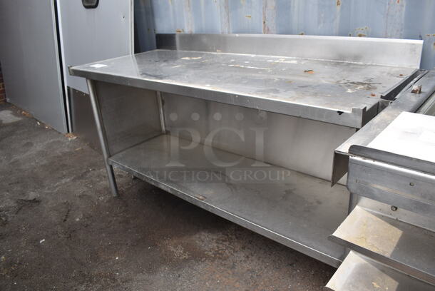Commercial Stainless Steel Prep Station With Backsplash and Undershelf  On Steel Legs. - Image 3 of 4