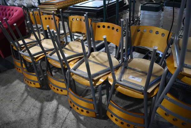 2 Wooden Dining Chairs on Gray Metal Frame. Stock Picture - Cosmetic Condition May Vary. 17x16x31. 2 Times Your Bid! - Image 3 of 3