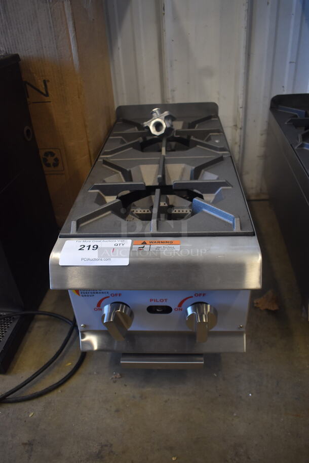 LIKE NEW AND USED A FEW TIMES! CPG 351RCCPG 12 NL Stainless Steel Commercial Countertop Natural Gas Powered 2 Burner Range. Tested and Working! - Image 1 of 6
