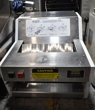 Oliver 711 Metal Commercial Countertop Bread Loaf Slicer. 115 Volts, 1 Phase. Tested and Working!