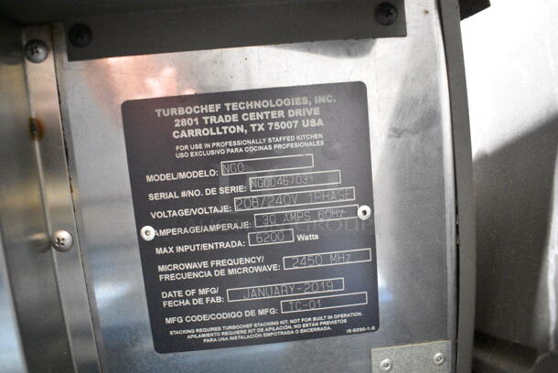 2019 Turbochef NGO Metal Commercial Countertop Electric Powered Rapid Cook Oven. 208/240 Volts, 1 Phase.  - Image 7 of 8