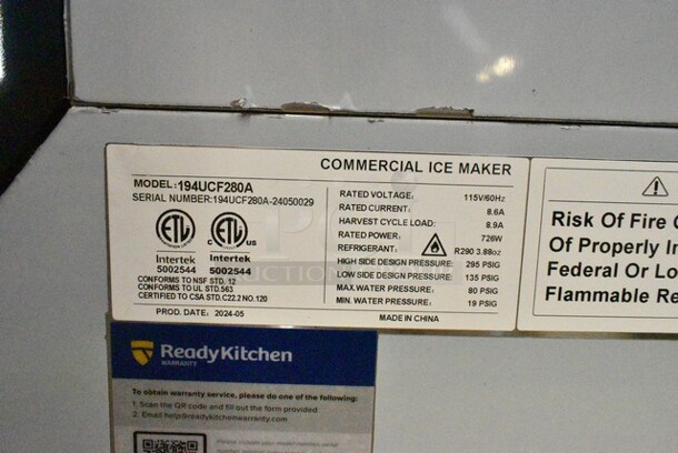 BRAND NEW SCRATCH AND DENT! Avantco 194UCF280A Stainless Steel Commercial Self Contained Undercounter 26" Full Cube Ice Machine - 299 lb. See Pictures for Damage to Door. 115 Volts, 1 Phase. - Image 6 of 6