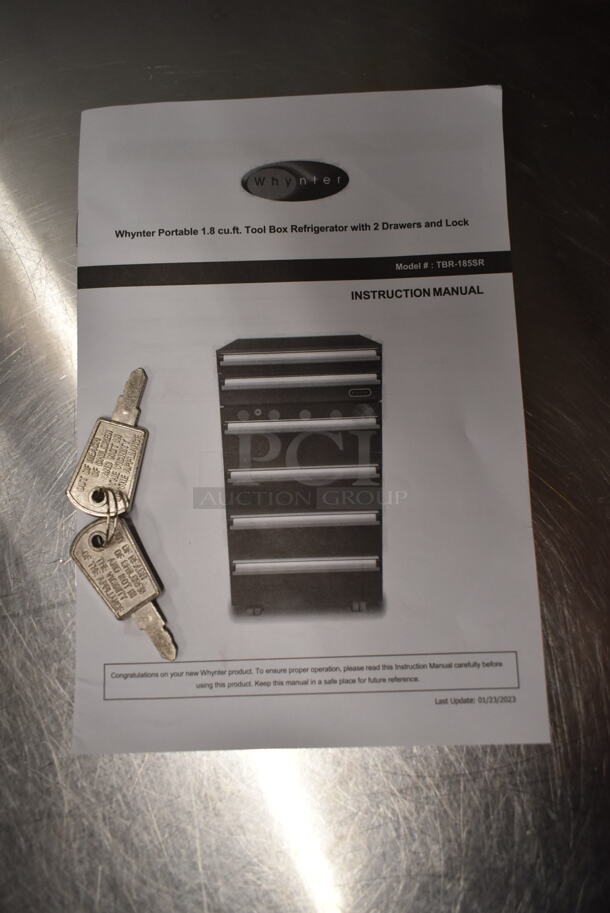 BRAND NEW SCRATCH AND DENT! Whynter TBR-185SR Metal Portable 1.8 cu.ft. Tool Box Refrigerator with 2 Drawers. 115 Volts, 1 Phase. Tested and Working! - Image 6 of 9