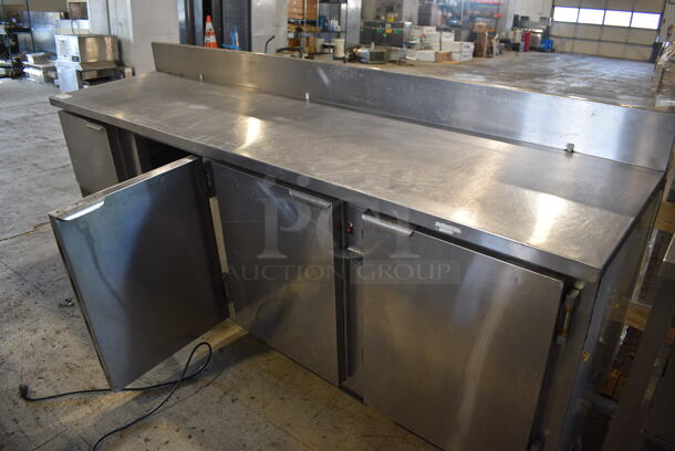 Stainless Steel Commercial Work Top 4 Door Cooler w/ Backsplash. 96.5x24.5x43. Tested and Does Not Power On - Image 7 of 7