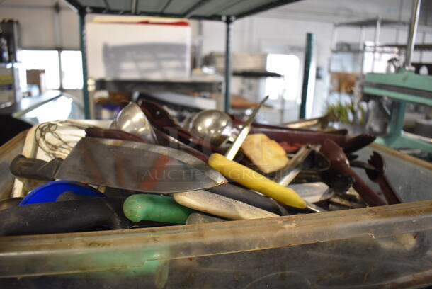 ALL ONE MONEY! Lot of Various Utensils Including Knives and Ladles in Clear Poly Bin - Image 2 of 5